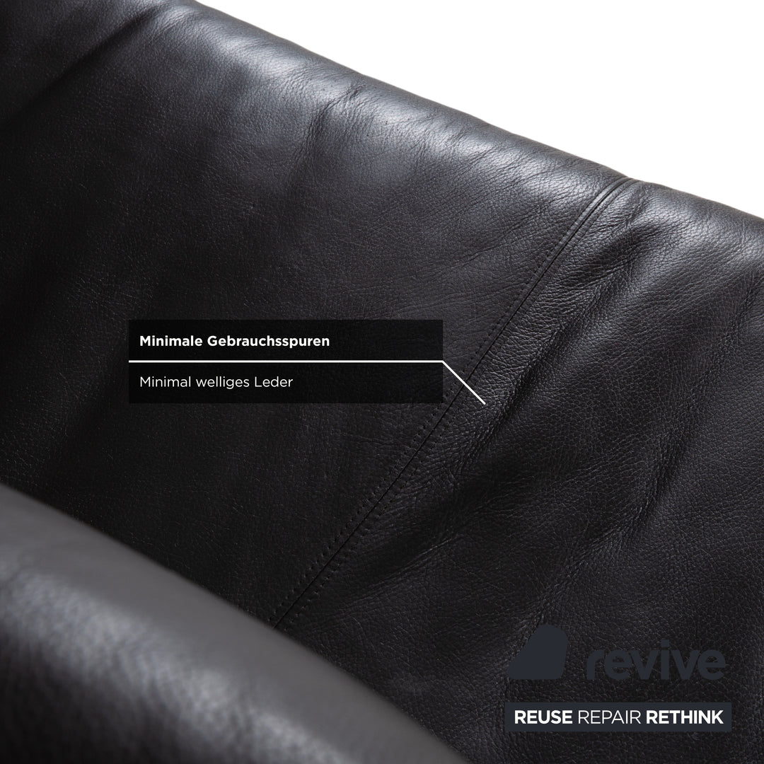Rolf Benz Vida Two-Seater Leather Sofa Dark Brown Couch Headrest