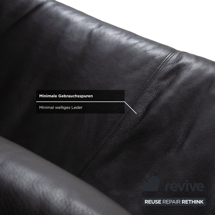 Rolf Benz Vida Two-Seater Leather Sofa Dark Brown Couch Headrest