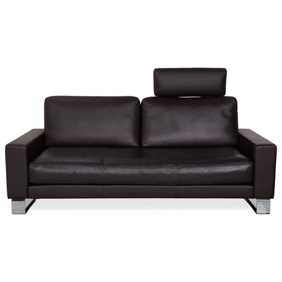 Rolf Benz Vida Zweisitzer Leder Sofa Dunkelbraun Couch Kopfstütze