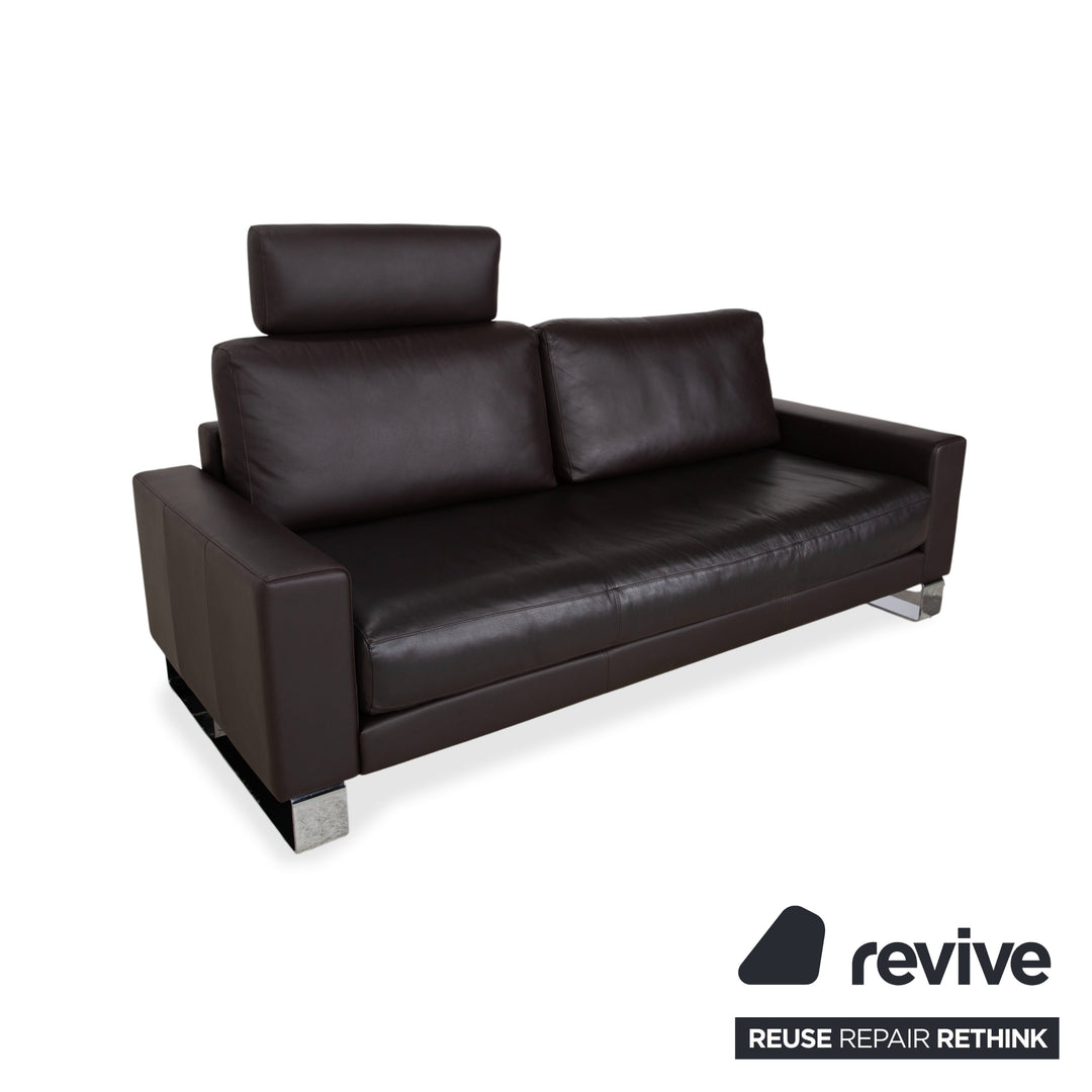 Rolf Benz Vida Zweisitzer Leder Sofa Dunkelbraun Couch Kopfstütze