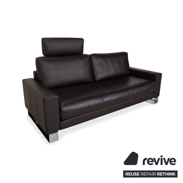 Rolf Benz Vida Zweisitzer Leder Sofa Dunkelbraun Couch Kopfstütze