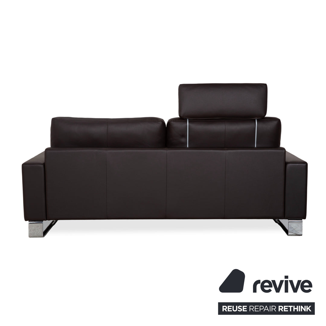 Rolf Benz Vida Zweisitzer Leder Sofa Dunkelbraun Couch Kopfstütze