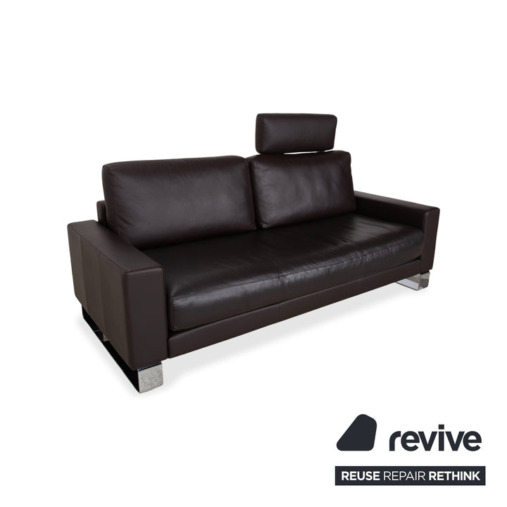 Rolf Benz Vida Zweisitzer Leder Sofa Dunkelbraun Couch Kopfstütze