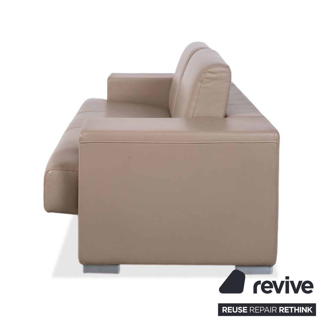 Rolf Benz Two-Seater Leather Sofa Cream Beige Couch