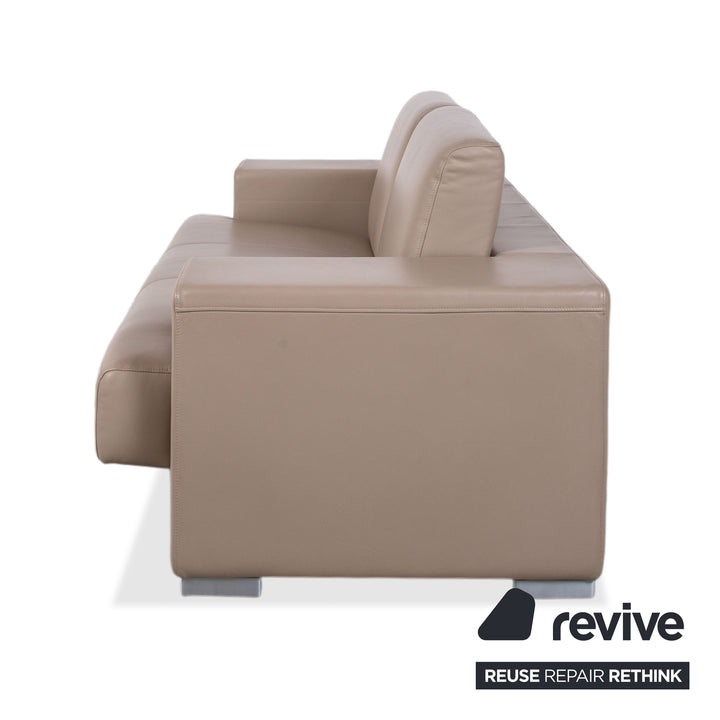 Rolf Benz Two-Seater Leather Sofa Cream Beige Couch