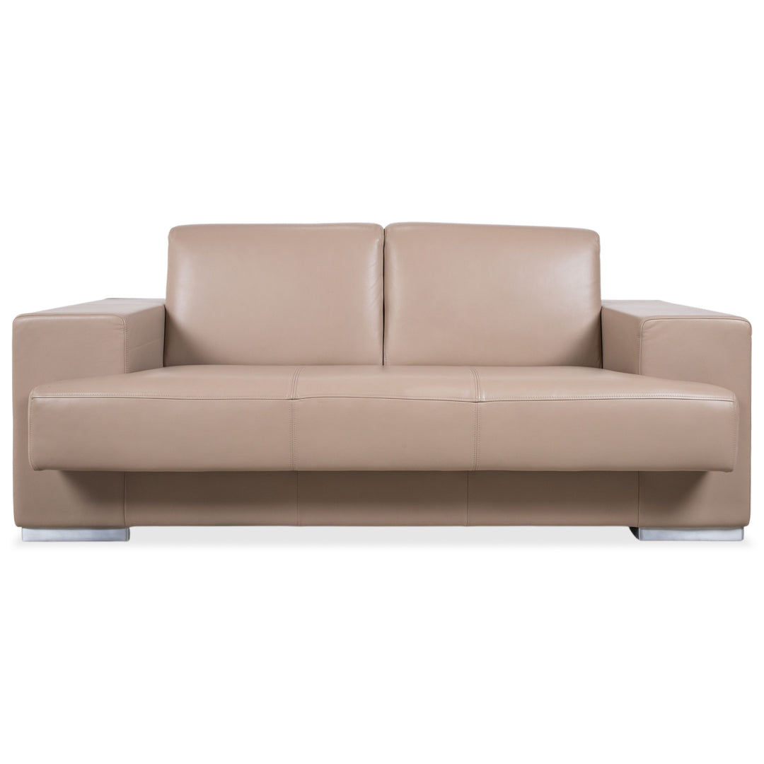 Rolf Benz Two-Seater Leather Sofa Cream Beige Couch