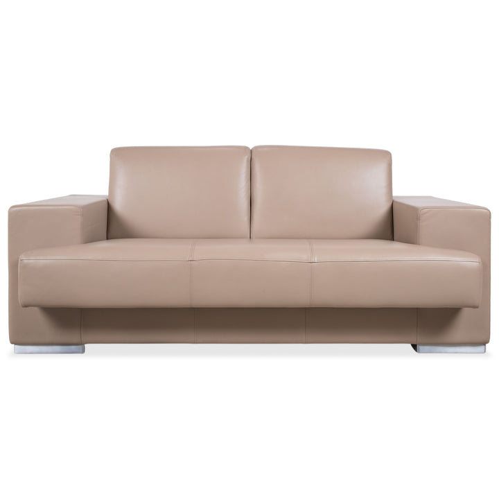 Rolf Benz Two-Seater Leather Sofa Cream Beige Couch