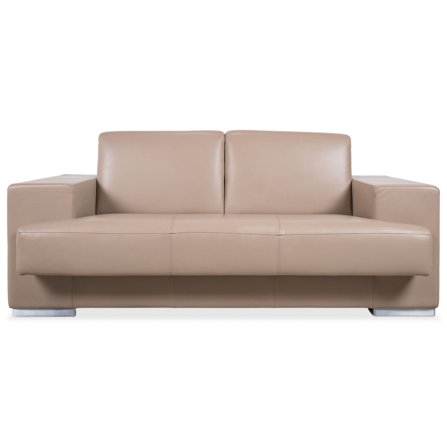 Rolf Benz Two-Seater Leather Sofa Cream Beige Couch