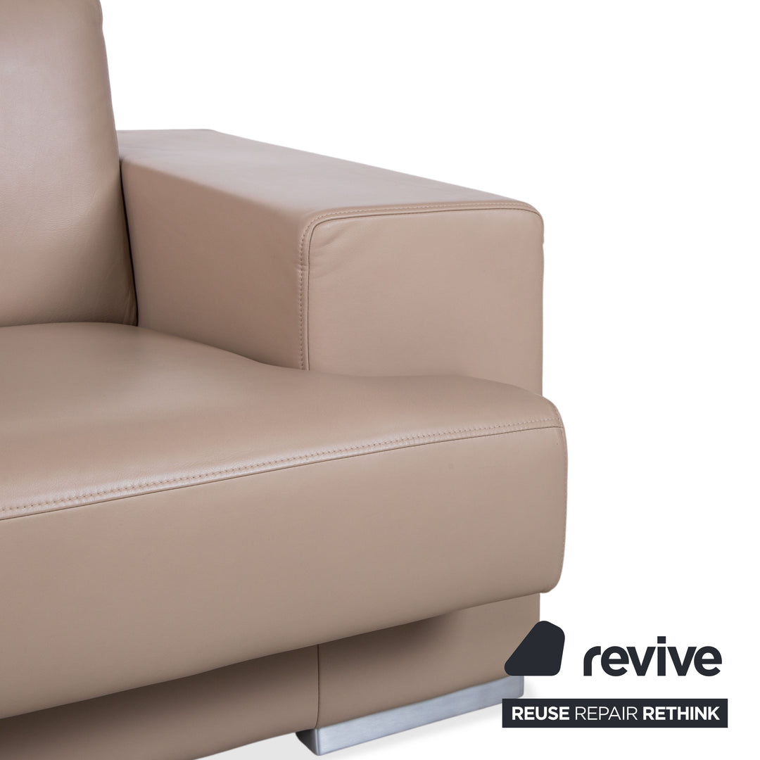 Rolf Benz Two-Seater Leather Sofa Cream Beige Couch