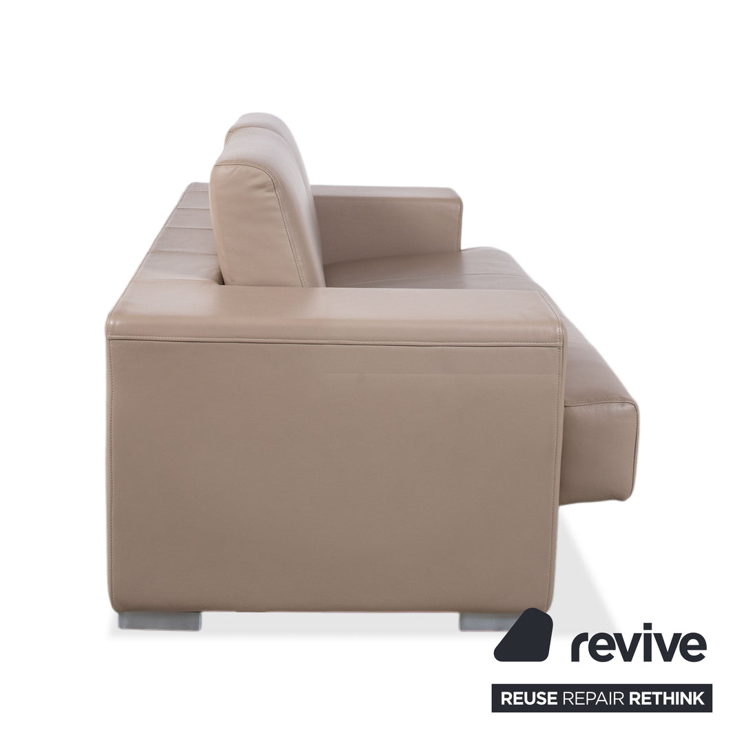 Rolf Benz Two-Seater Leather Sofa Cream Beige Couch