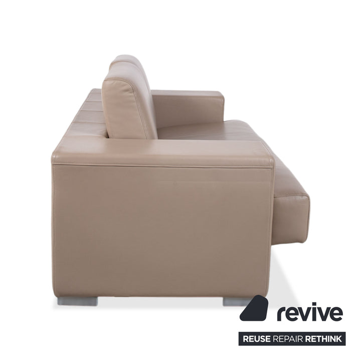 Rolf Benz Two-Seater Leather Sofa Cream Beige Couch