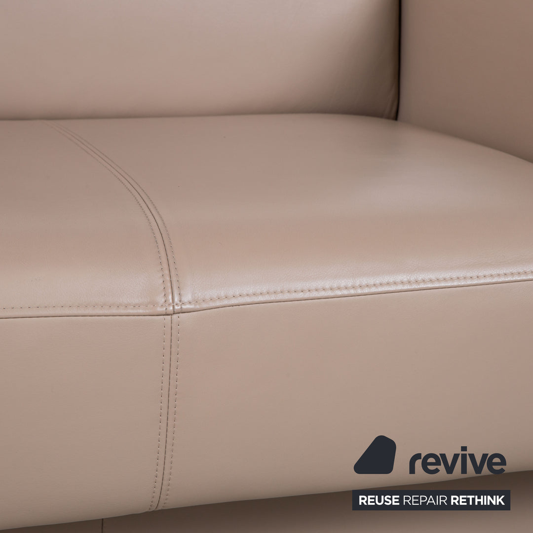 Rolf Benz Two-Seater Leather Sofa Cream Beige Couch