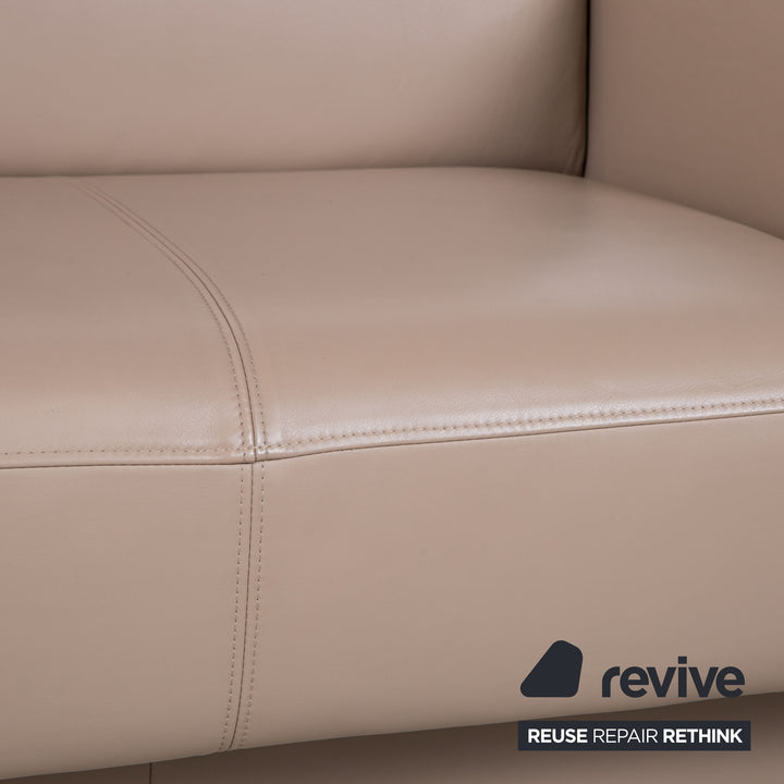 Rolf Benz Two-Seater Leather Sofa Cream Beige Couch