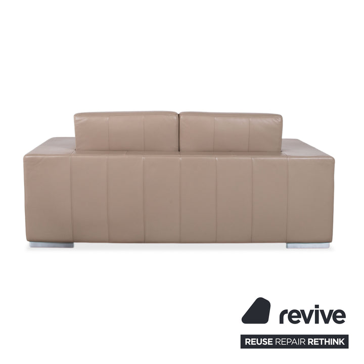 Rolf Benz Two-Seater Leather Sofa Cream Beige Couch