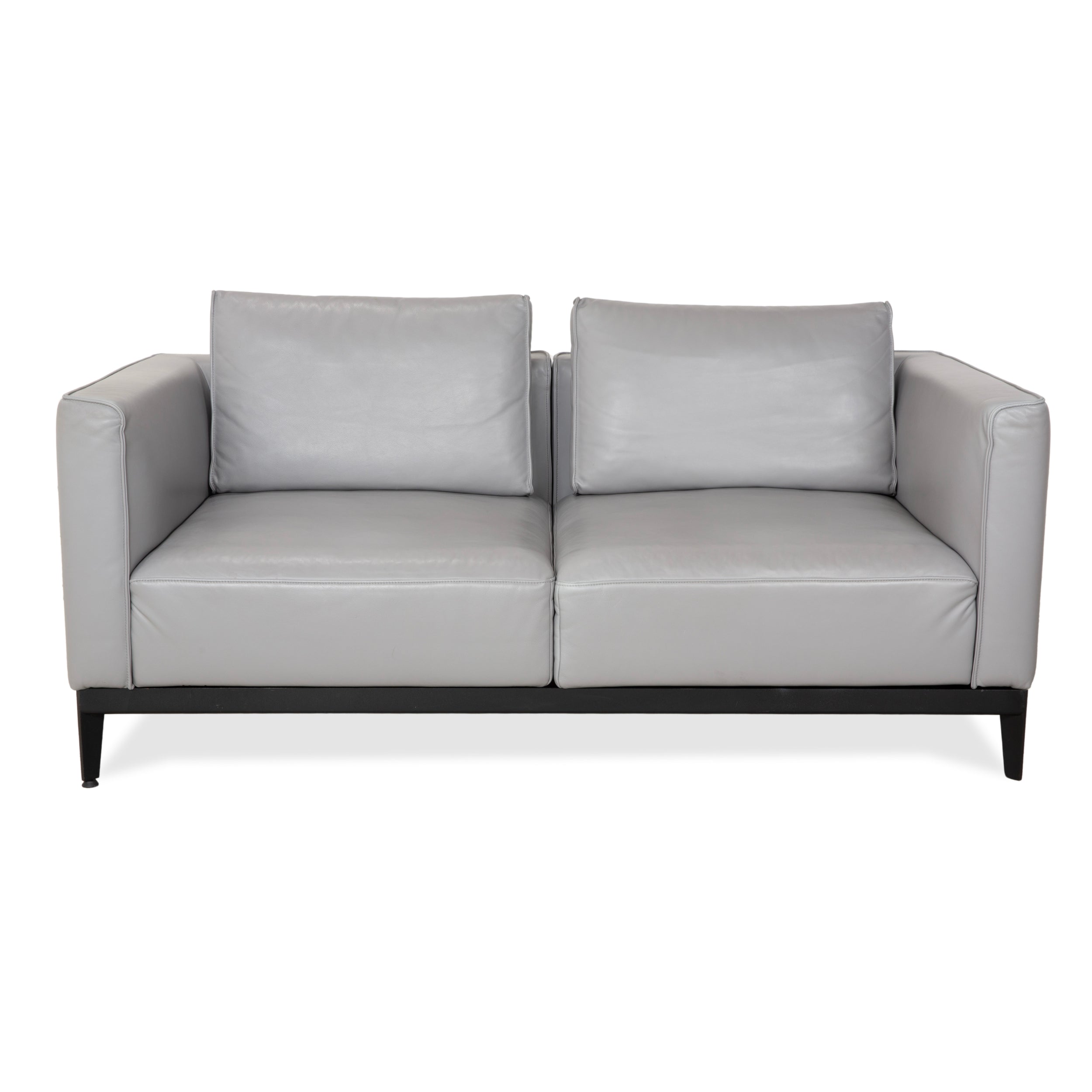 Rolf Benz Zweisitzer Sofa Leder Grau mit manueller Funktion