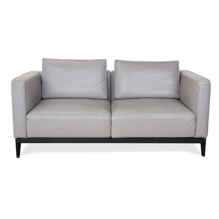 Rolf Benz Zweisitzer Sofa Leder Grau mit manueller Funktion