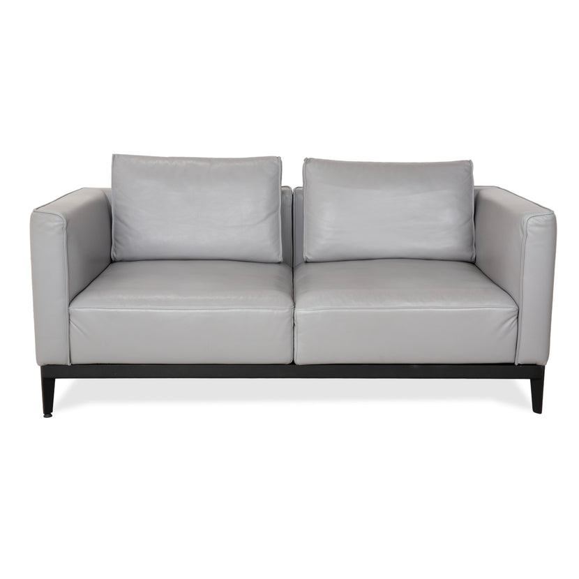 Rolf Benz Zweisitzer Sofa Leder Grau mit manueller Funktion