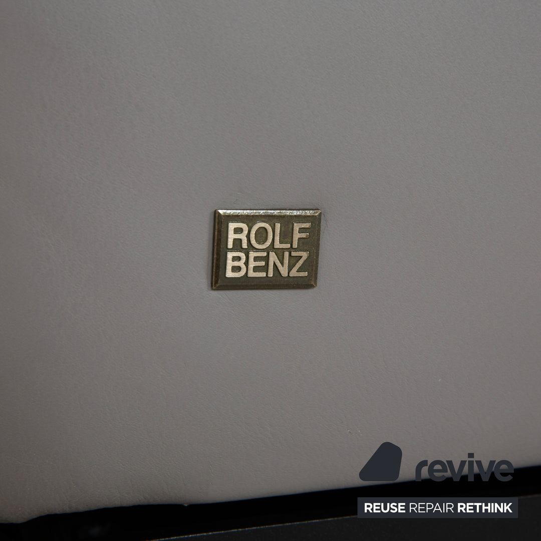 Canapé deux places Rolf Benz, cuir gris, avec fonction manuelle
