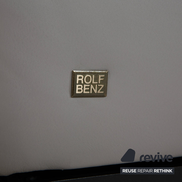 Canapé deux places Rolf Benz, cuir gris, avec fonction manuelle