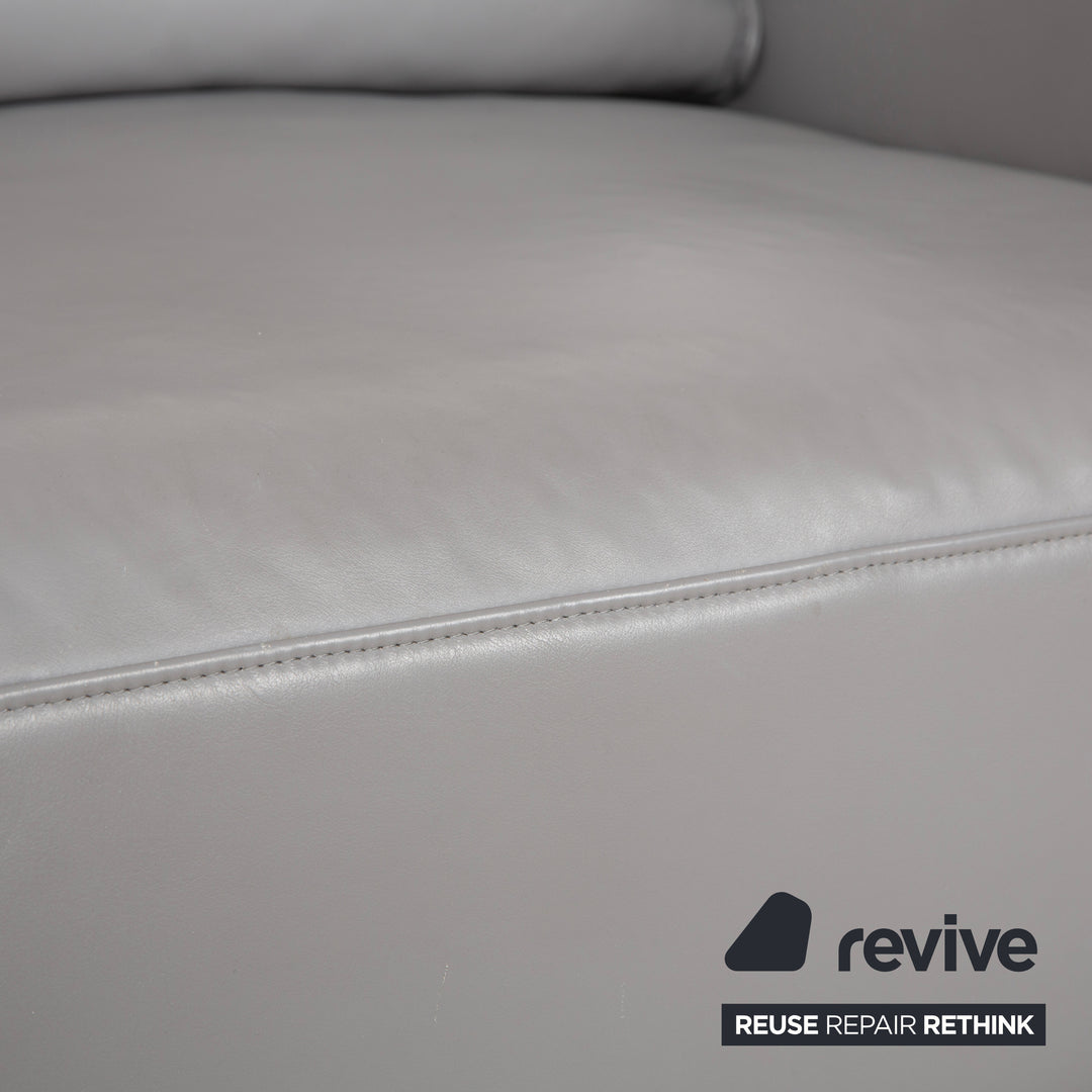 Rolf Benz Zweisitzer Sofa Leder Grau mit manueller Funktion