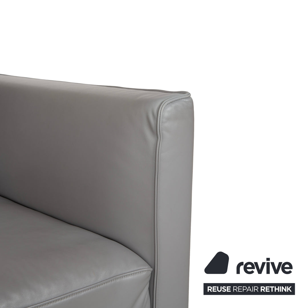 Rolf Benz two-seater sofa, leather grey, with manual function