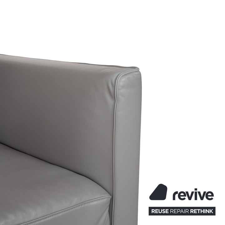 Rolf Benz two-seater sofa, leather grey, with manual function