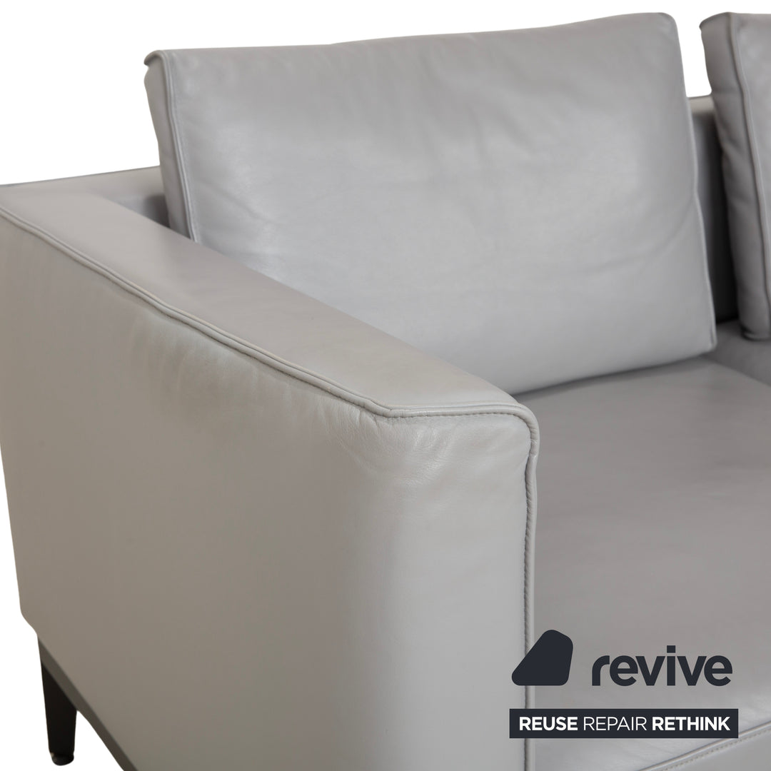 Rolf Benz Zweisitzer Sofa Leder Grau mit manueller Funktion