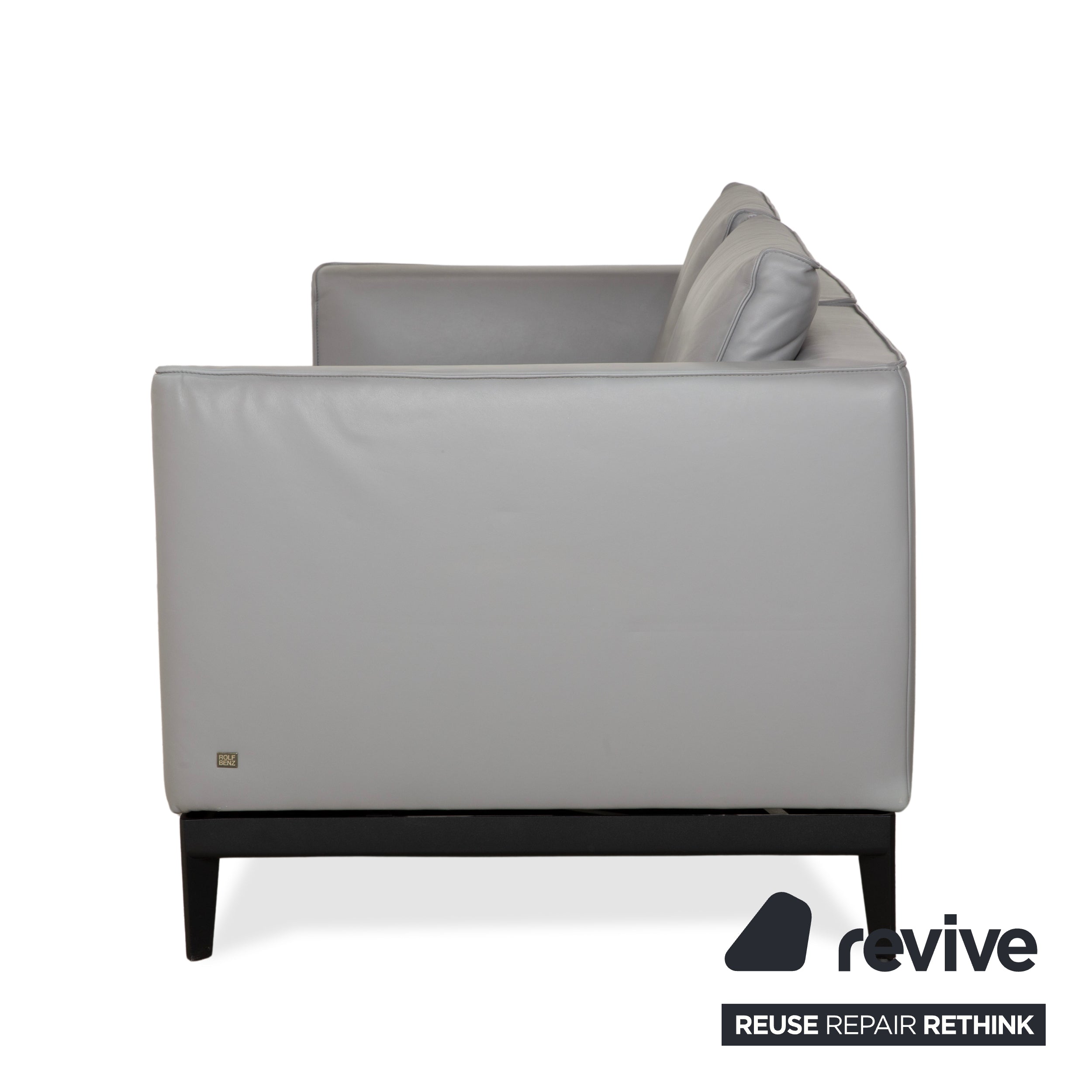 Rolf Benz Zweisitzer Sofa Leder Grau mit manueller Funktion