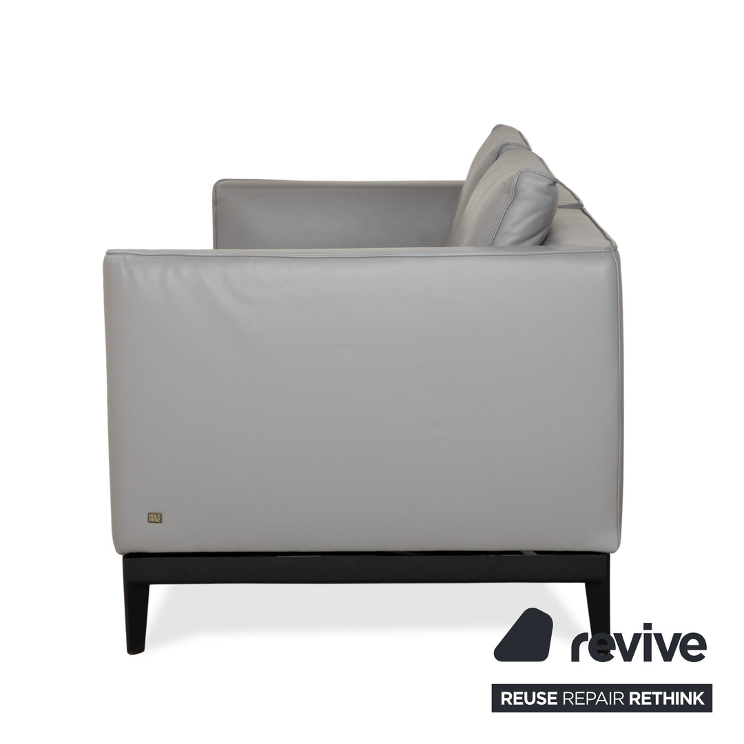 Rolf Benz Zweisitzer Sofa Leder Grau mit manueller Funktion