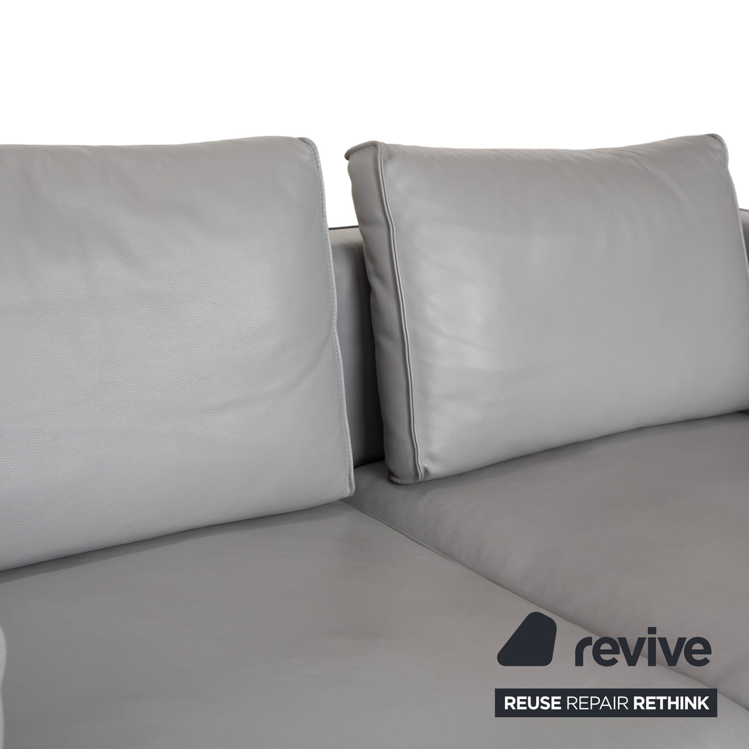 Rolf Benz Zweisitzer Sofa Leder Grau mit manueller Funktion