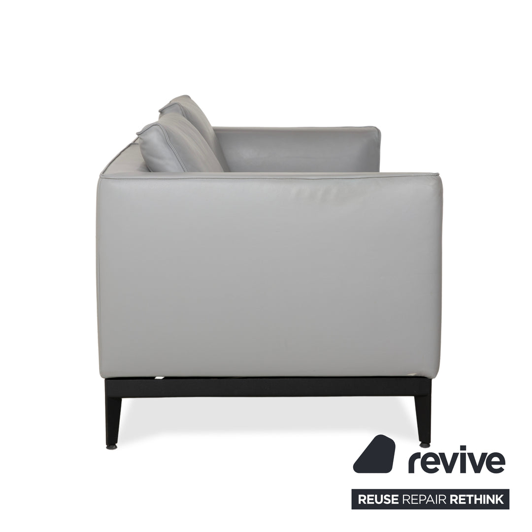 Rolf Benz two-seater sofa, leather grey, with manual function