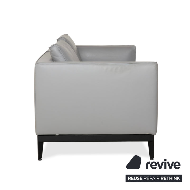 Rolf Benz two-seater sofa, leather grey, with manual function