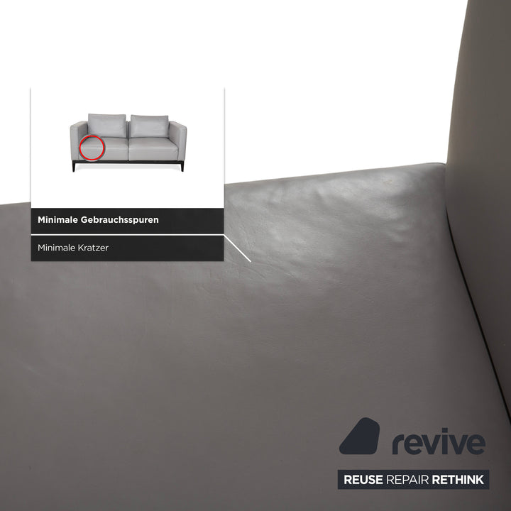 Rolf Benz Zweisitzer Sofa Leder Grau mit manueller Funktion