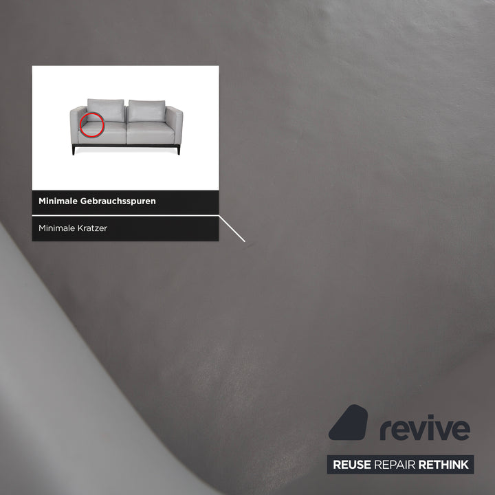 Rolf Benz two-seater sofa, leather grey, with manual function