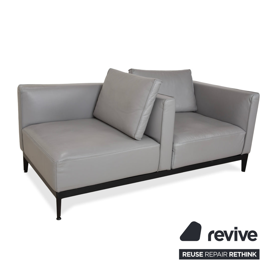 Rolf Benz two-seater sofa, leather grey, with manual function