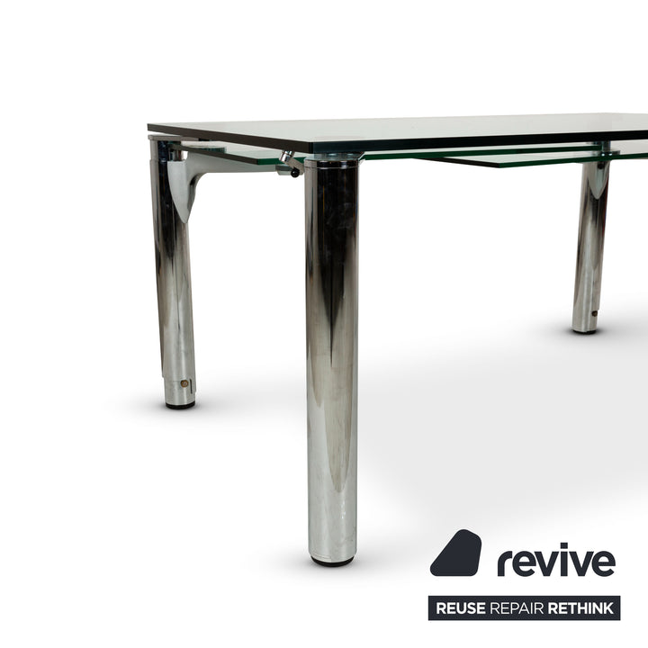 Ronald Schmitt glass dining table silver with pull-out function 155 x 265 cm