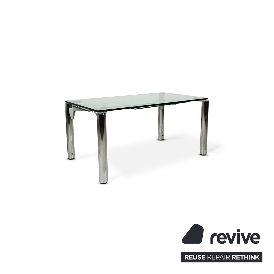 Ronald Schmitt glass dining table silver with pull-out function 155 x 265 cm