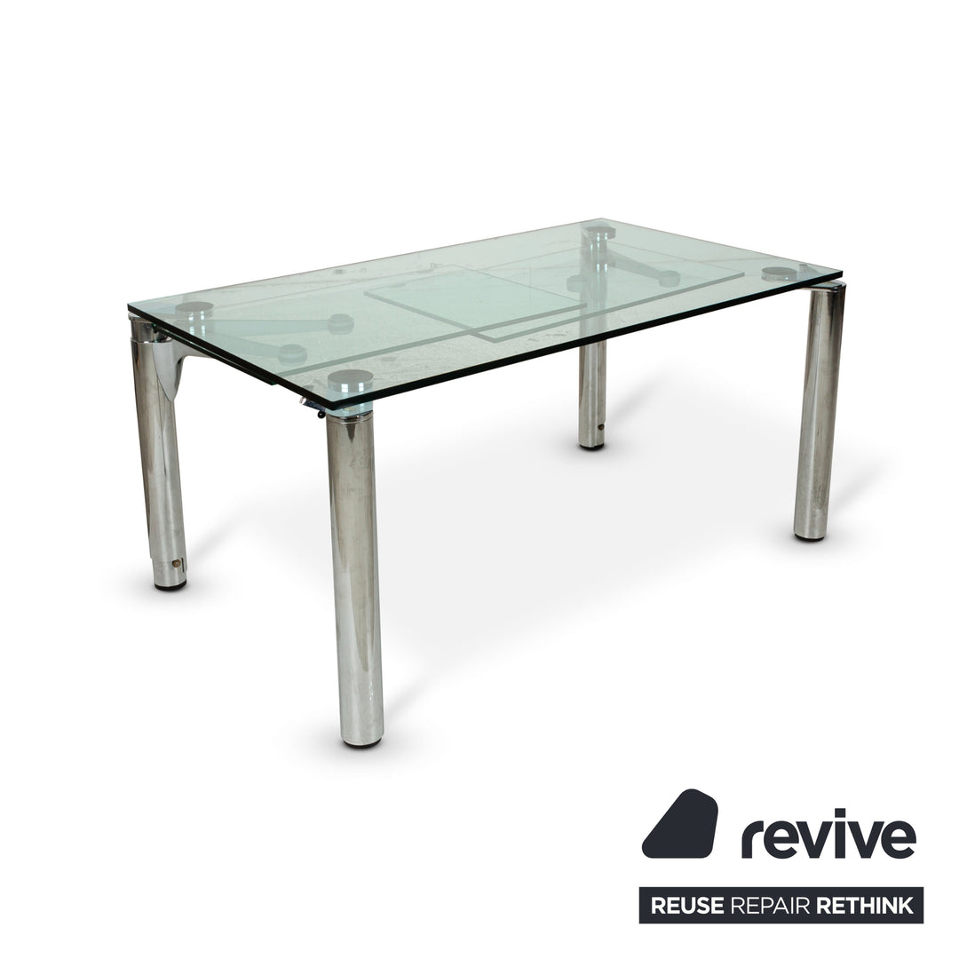 Ronald Schmitt glass dining table silver with pull-out function 155 x 265 cm