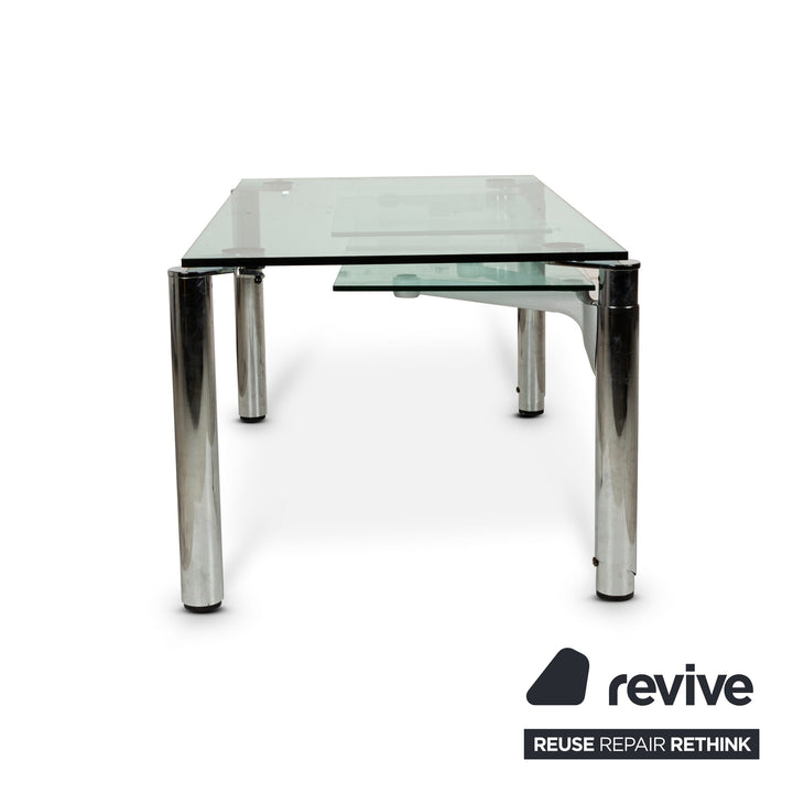 Ronald Schmitt glass dining table silver with pull-out function 155 x 265 cm