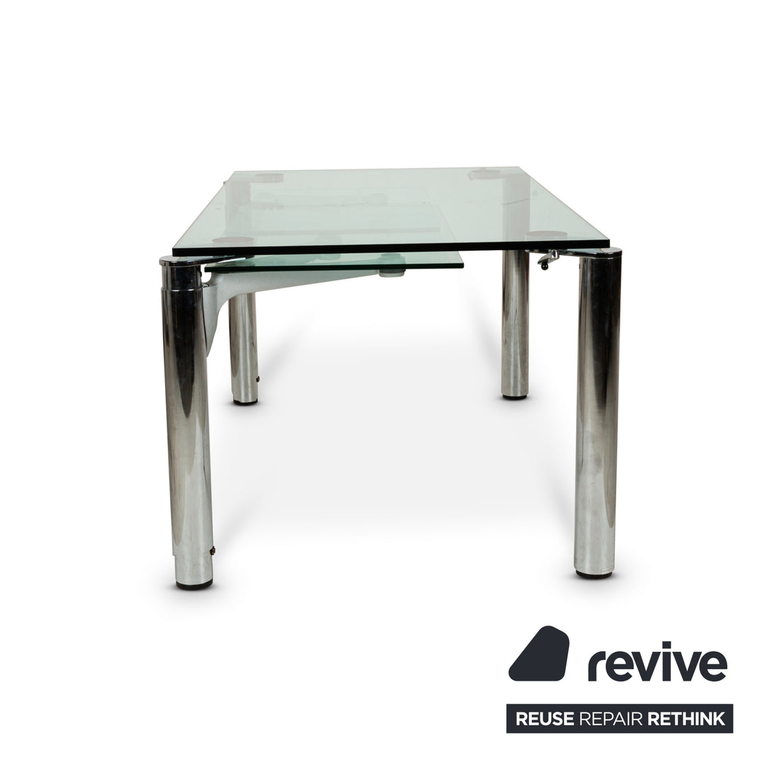 Ronald Schmitt glass dining table silver with pull-out function 155 x 265 cm