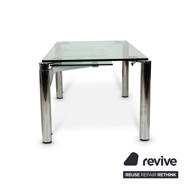 Ronald Schmitt glass dining table silver with pull-out function 155 x 265 cm