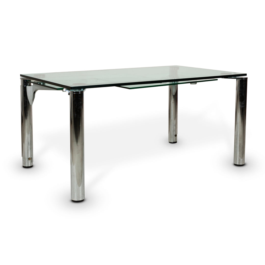 Ronald Schmitt glass dining table silver with pull-out function 155 x 265 cm