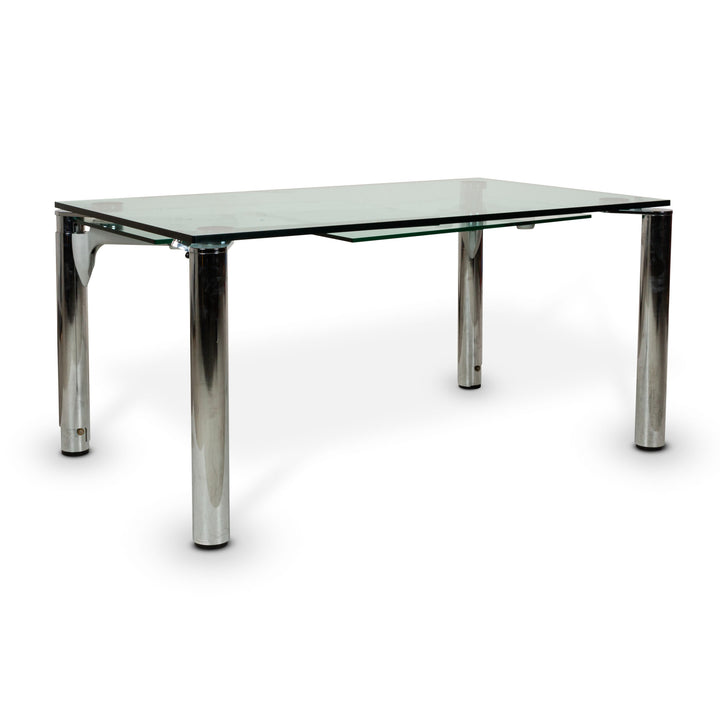 Ronald Schmitt glass dining table silver with pull-out function 155 x 265 cm