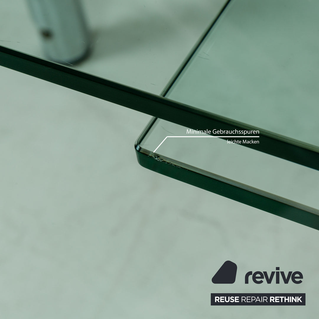 Ronald Schmitt glass dining table silver with pull-out function 155 x 265 cm