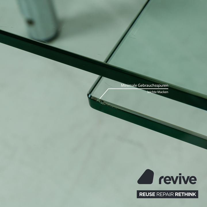 Ronald Schmitt glass dining table silver with pull-out function 155 x 265 cm