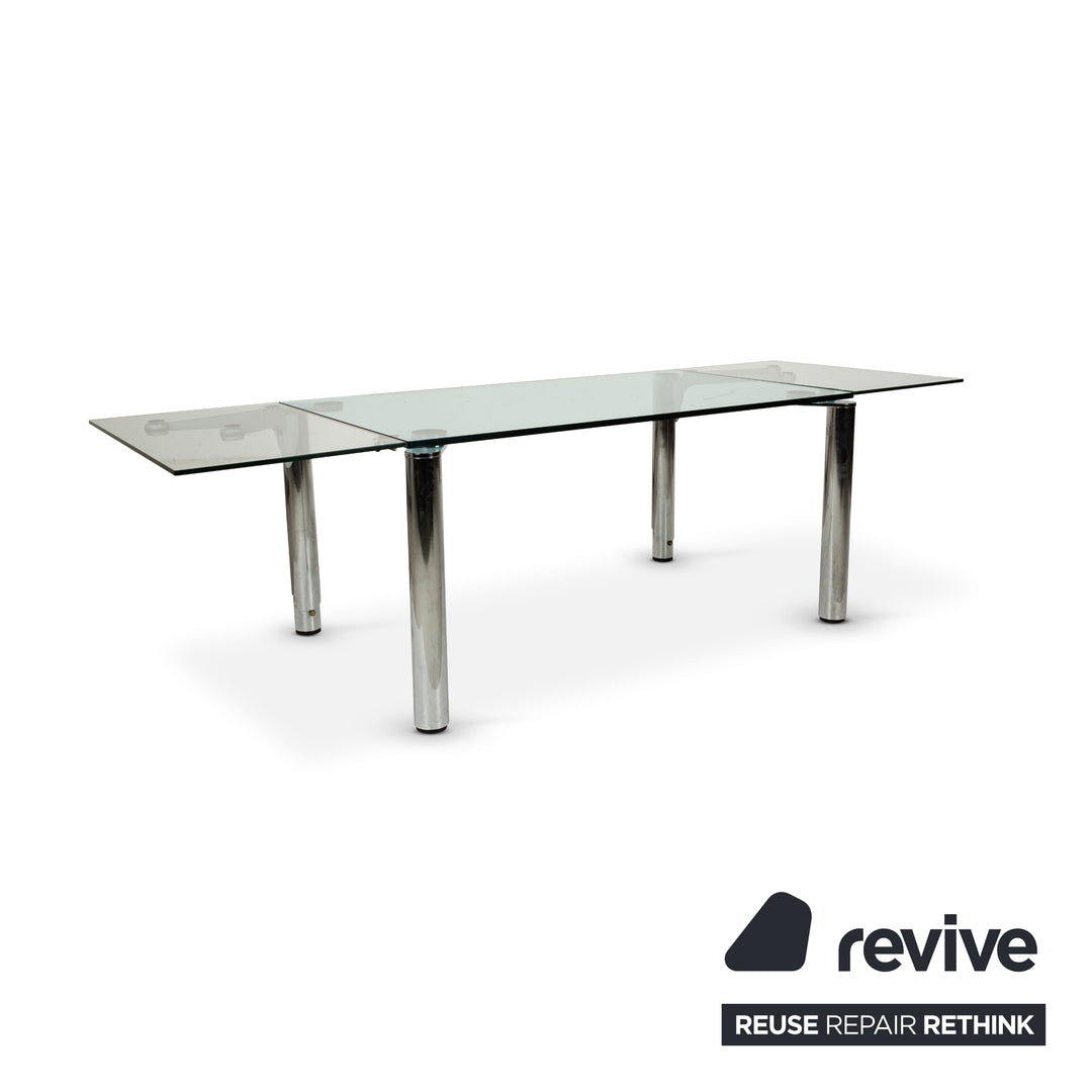 Ronald Schmitt glass dining table silver with pull-out function 155 x 265 cm