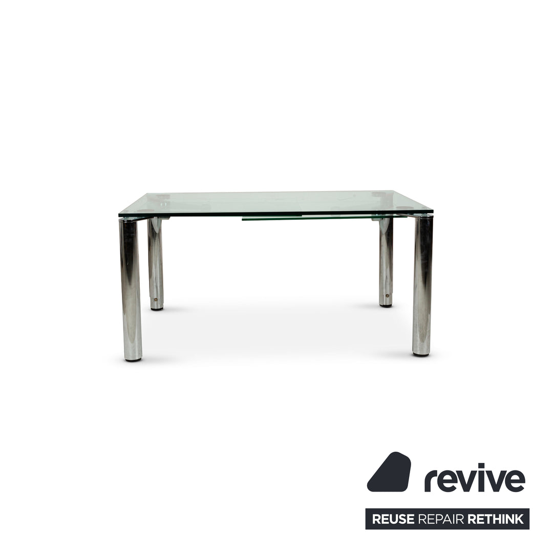 Ronald Schmitt glass dining table silver with pull-out function 155 x 265 cm