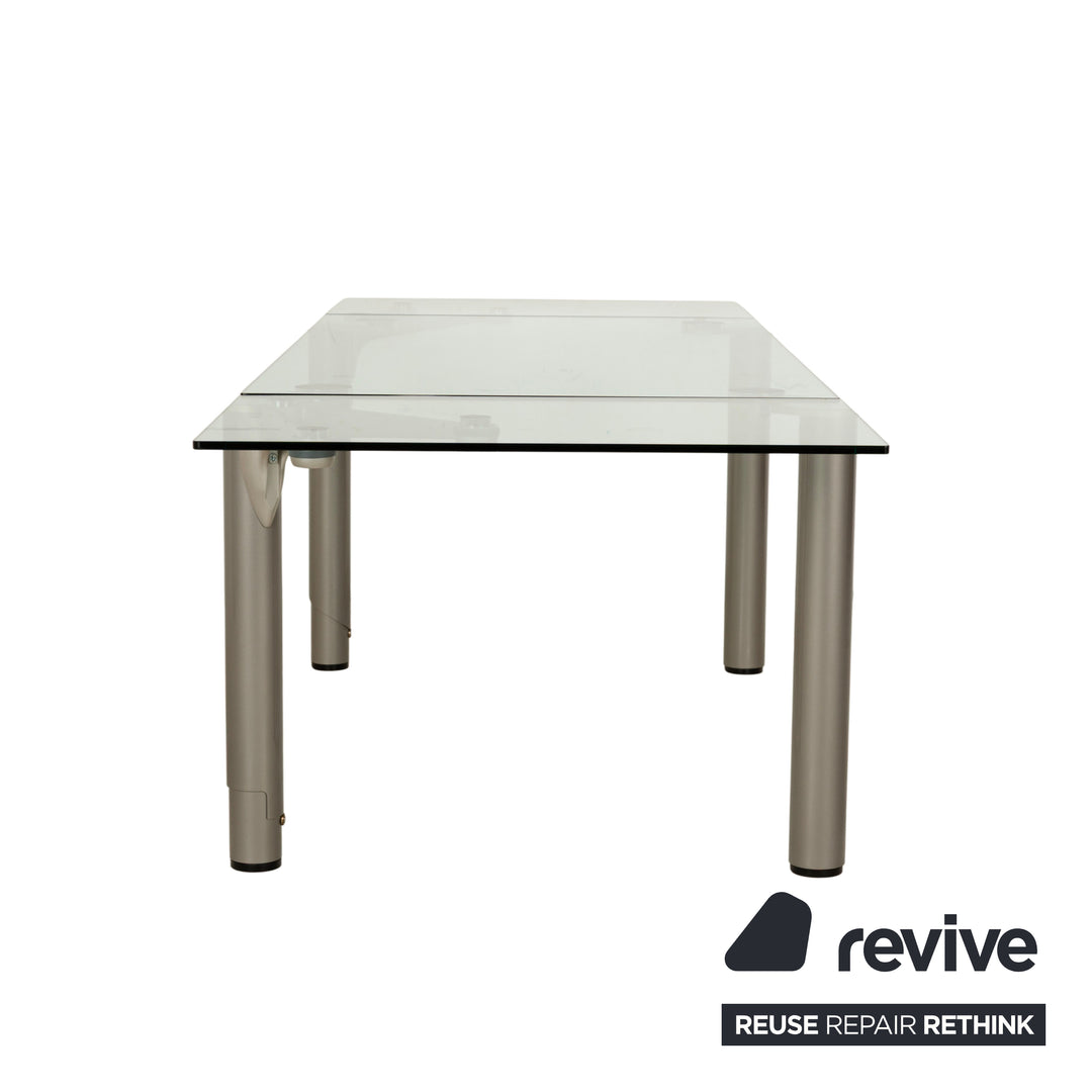 Ronald Schmitt 801E Glass Dining Table Silver Extendable