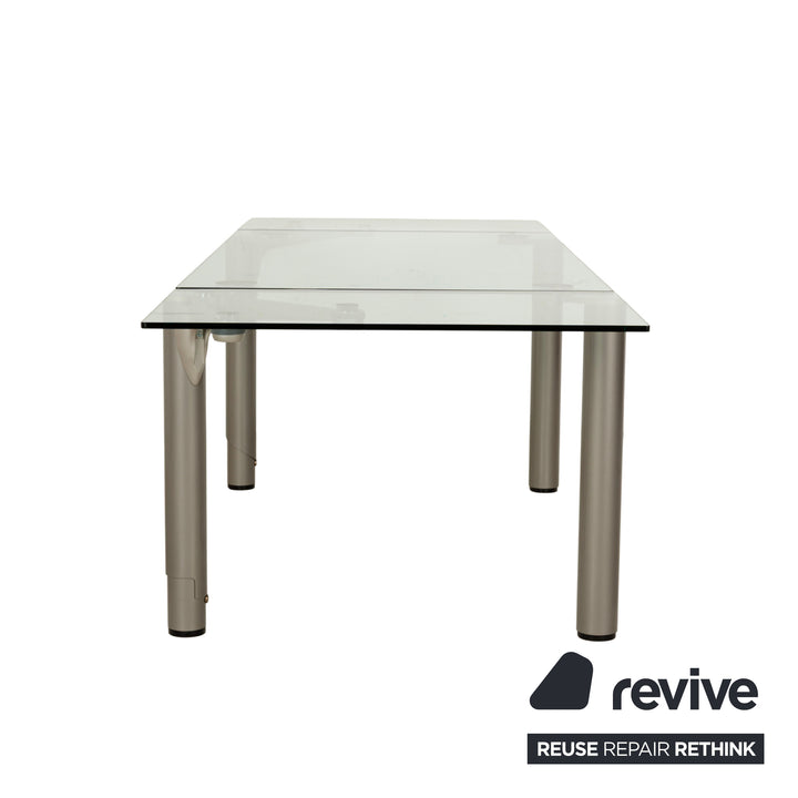 Ronald Schmitt 801E Glass Dining Table Silver Extendable