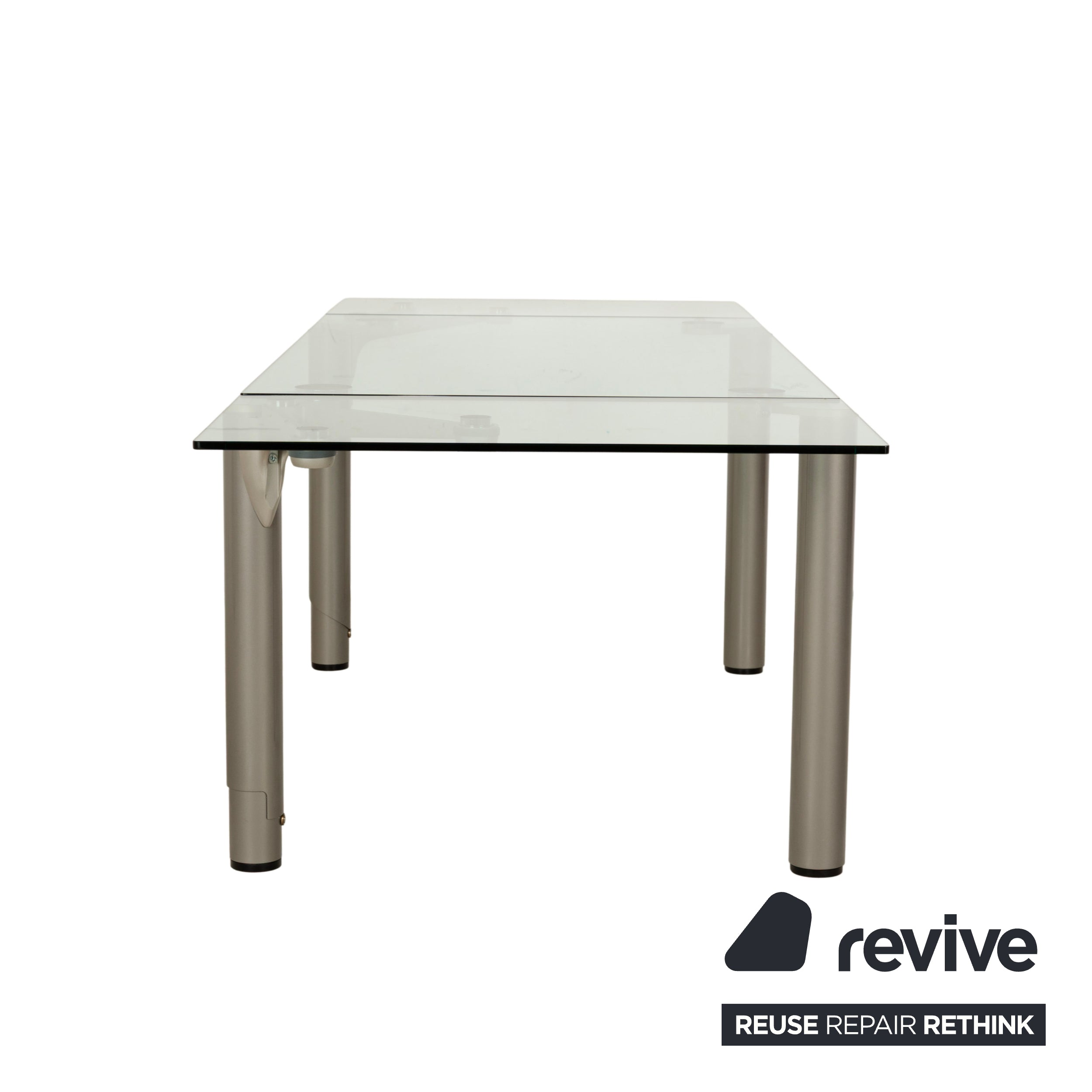 Ronald Schmitt 801E Glass Esstisch Silber Ausziehfunktion